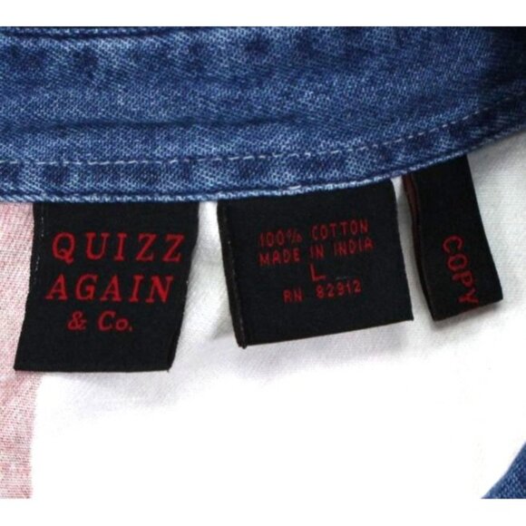 Patriotic American Flag Mens Short Sleeve Button-Up Shirt By Quizz Again & Co. S - Picture 3 of 7